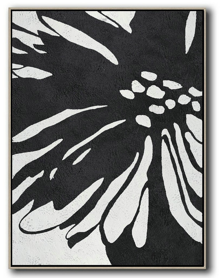 Black And White Minimal Painting On Canvas,Extra Large Artwork #S6G0